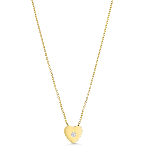 9ct Yellow Gold CZ Heart Pendant - long version