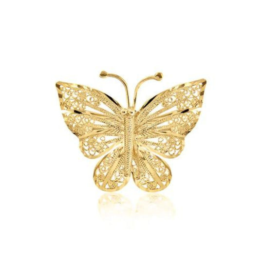 9ct  Yellow Gold Filigree Butterfly Brooch