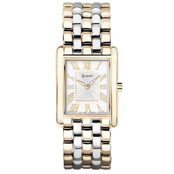 Accurist Women's Two Tone Rectangle Watch Gold Rectangle Watch