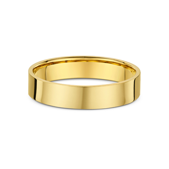 9ct Yellow Gold 4mm Flat Edge Wedding Band