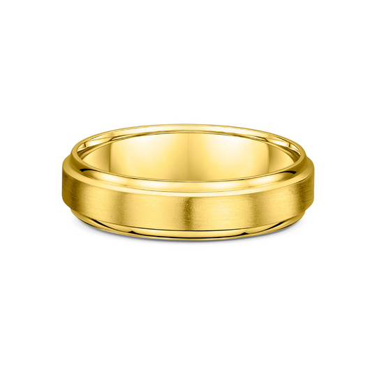 9ct Yellow Gold Brushed & Polished Wedding Band