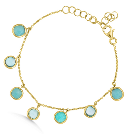 9ct Gold Turquoise & Aquamarine Bracelet