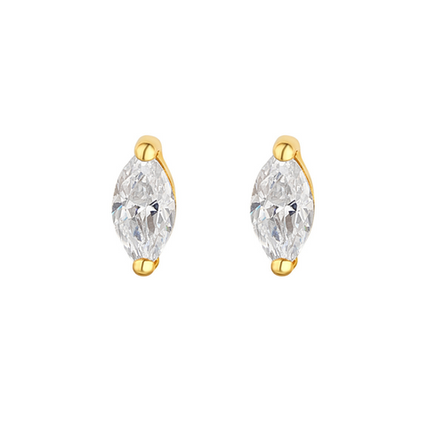 9ct Gold Marquise CZ Stud Earrings