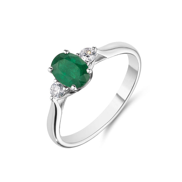 White Gold Oval Cut Emerald Ring Ryan Thomas Jewellers