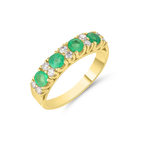 Four Stone Emerald & Diamond Ring