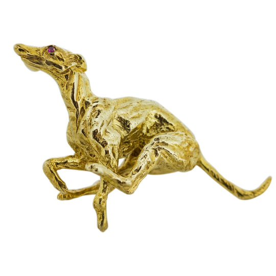 9ct Yellow Gold Greyhound Brooch