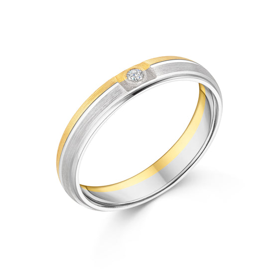 18ct Two Tone Diamond Gent's Wedding Band