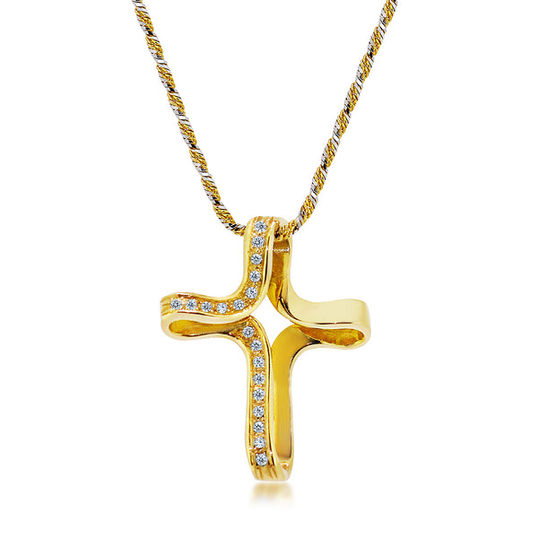 Dazzlingrock Collection 10K White Gold Sideways Cross Pendant With 0.07 CT Diamonds & Included Chain - View #6