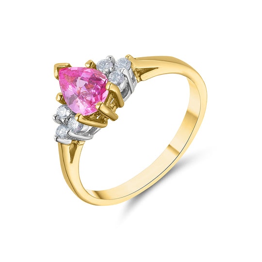 18ct Yellow Gold Pear Cut Pink Sapphire Ring