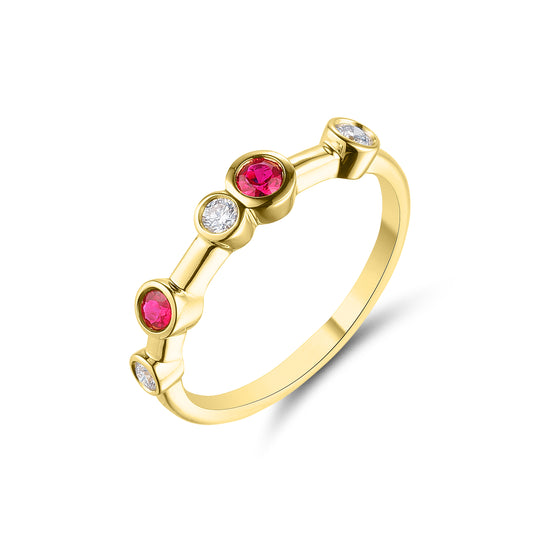 Yellow Gold Ruby & Diamond Mini Raindance Ring