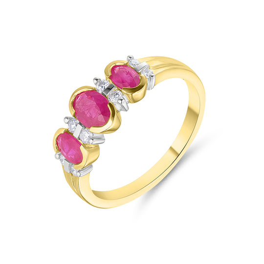 Yellow Gold Trilogy Ruby & Diamond Ring