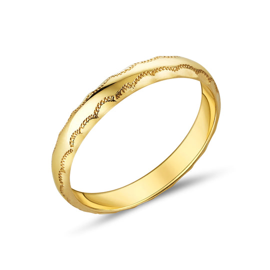 9ct Yellow Gold Curved Edge Ladies Wedding Band