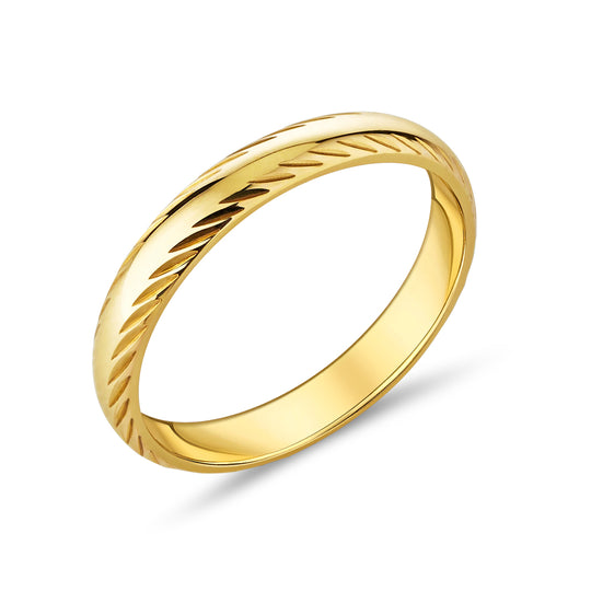 9ct Yellow Gold Comfort Fit Slanted Design Band