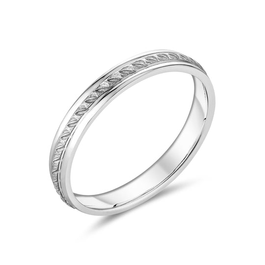 18ct White Gold Rope Detail Wedding Band
