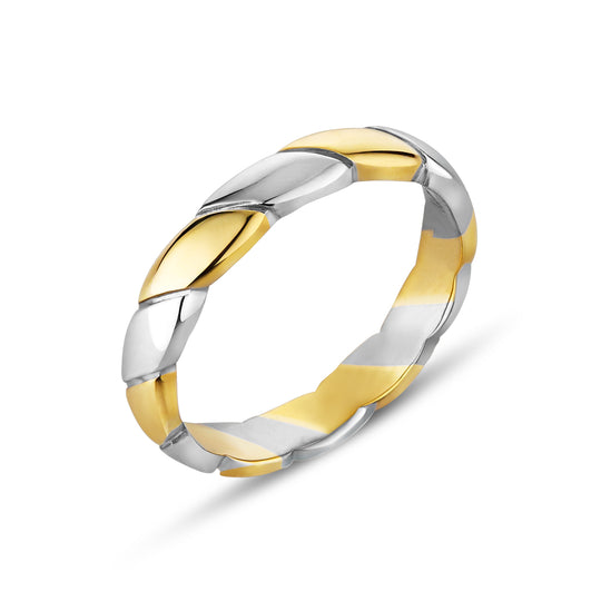 18ct Two Tone Rope Design Ladies Wedding Band