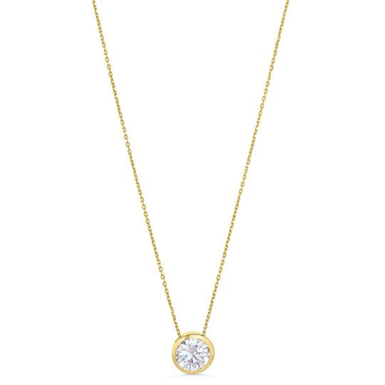9ct Yellow Gold Bezel Set CZ Pendant