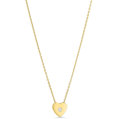 9ct Yellow Gold CZ Heart Pendant - long version