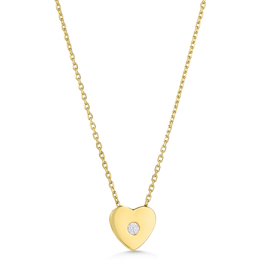 9ct Yellow Gold CZ Heart Pendant