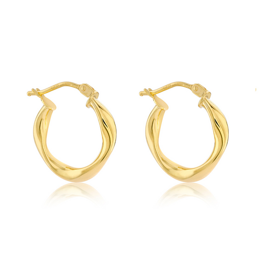 9ct Gold Fluid Wave Hoop Earrings