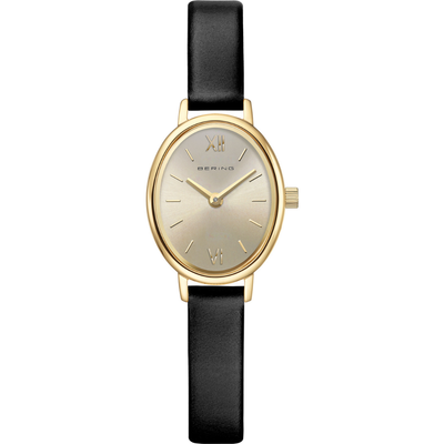 Ladies' Bering Classic Black Strap Gold Watch