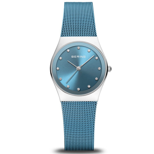 Ladies' Bering Classic Polished Silver and Blue Watch