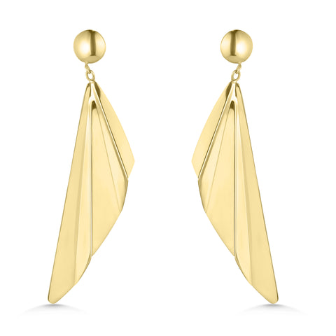 14ct Yellow Gold Sculpted Drop Earrings