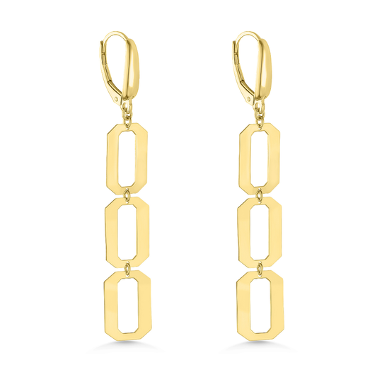 14ct Gold Geometric Link Drop Earrings