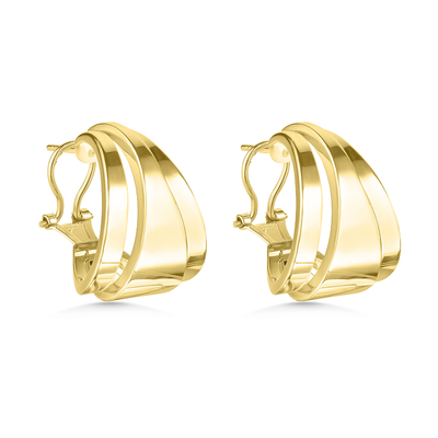 Gold hoop earrings on a white background