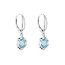 14ct White Gold & Blue Topaz Drop Earrings