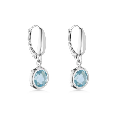 14ct White Gold & Blue Topaz Drop Earrings