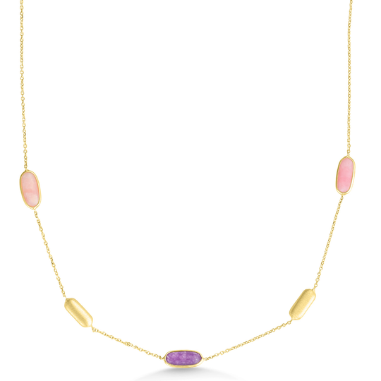 14ct Gold Multi-gemstone Station Necklace