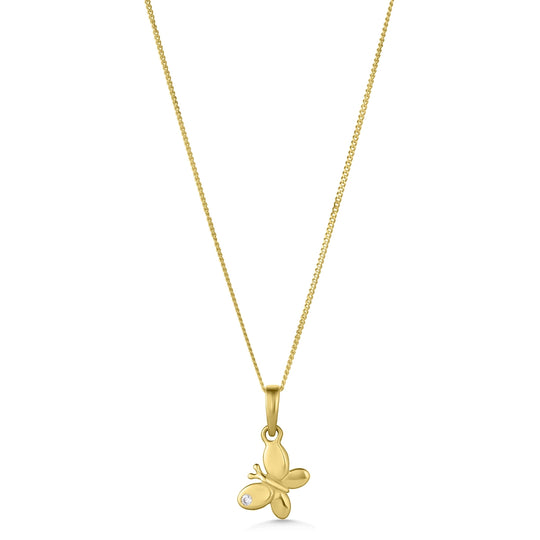 14ct Gold Butterfly Sparkle Pendant