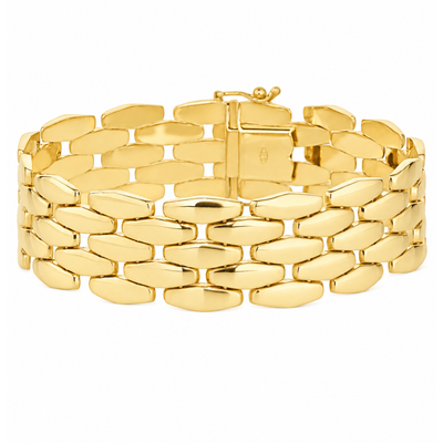 Gold bracelet on a white background
