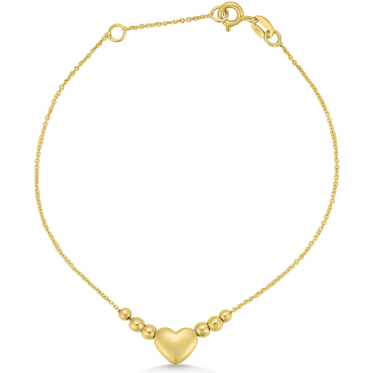 14ct Gold Heart Bead Bracelet