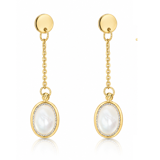 14ct Gold Mother of Pearl Drop Earrings