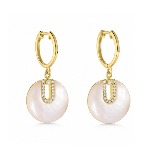 14ct Mother of Pearl & Diamond Earrings