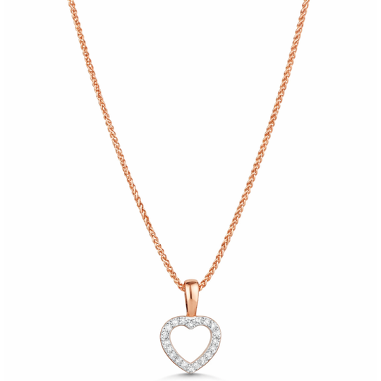 14ct Rose Gold Diamond Heart Pendant