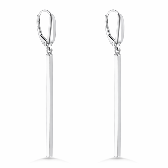 14ct White Gold Bar Drop Earrings