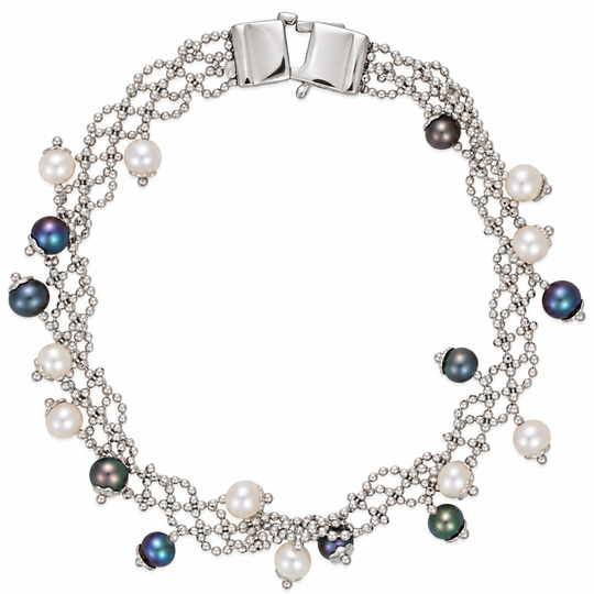 14ct White Gold Cultured Pearl Bracelet