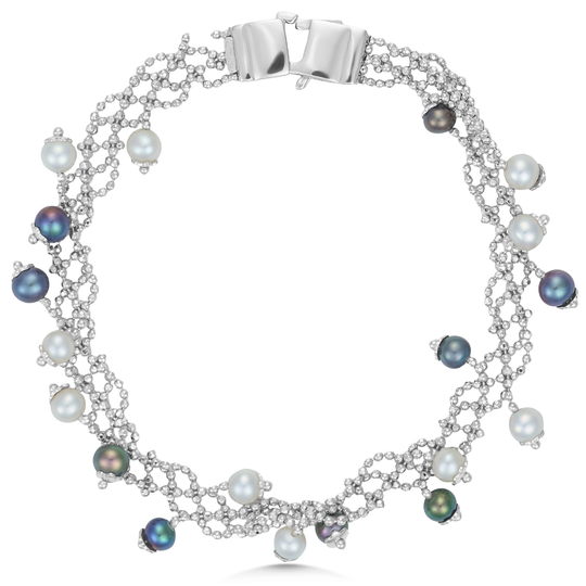 14ct White Gold Cultured Pearl Bracelet
