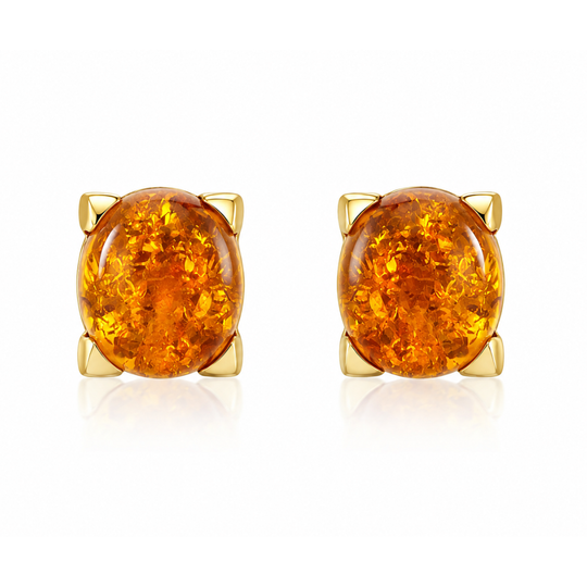 14ct Yellow Gold Amber Earrings