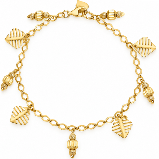 14ct Yellow Gold Belcher Link Charm Bracelet