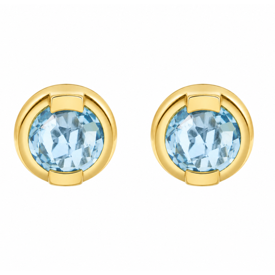 14ct Yellow Gold Blue Topaz Stud Earrings