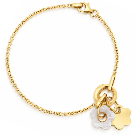 14ct Yellow Gold Clover Charm Bracelet