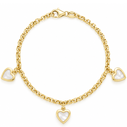 14ct Yellow Gold Heart Charm Bracelet