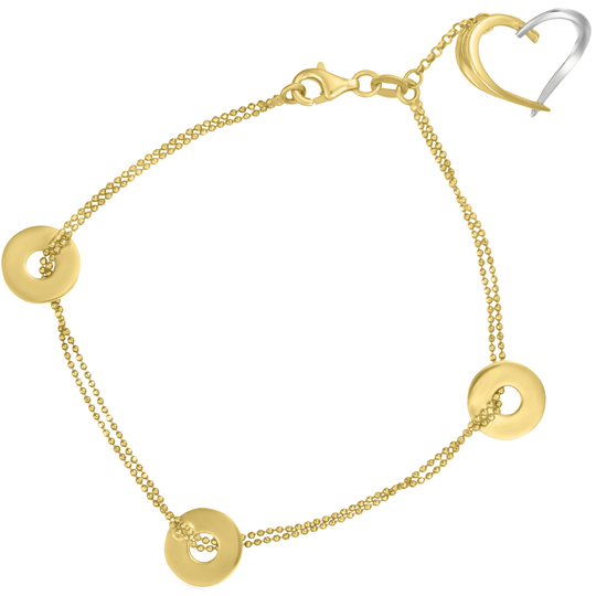 14ct Yellow Gold Open Heart Bracelet