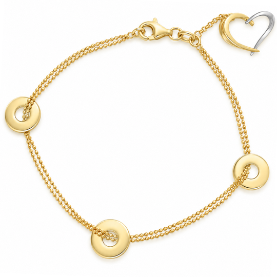 14ct Yellow Gold Open Heart Bracelet