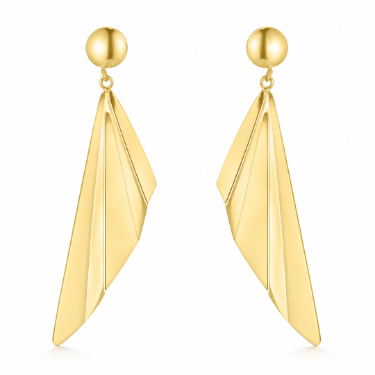 14ct Yellow Gold Sculpted Drop Earrings