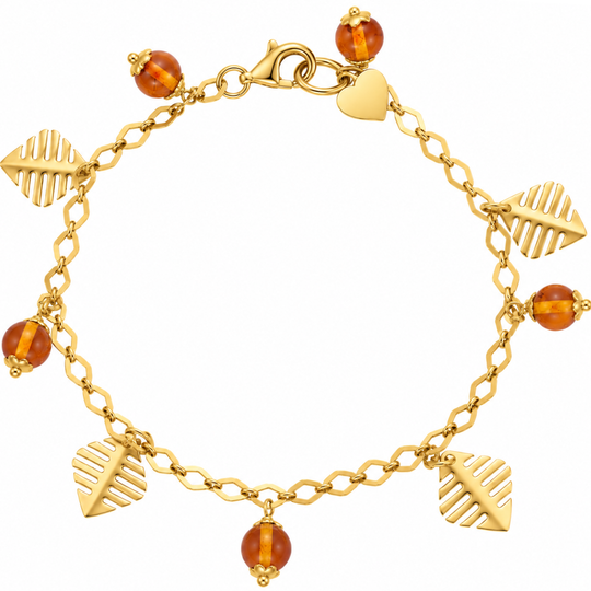 14ct Yellow Gold & Amber Charm Bracelet