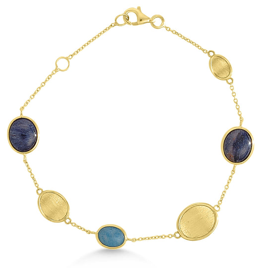 14ct Yellow Gold Turquoise Gemstone Bracelet